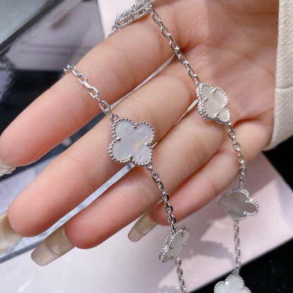 [Rosla Jewelry]CLOVER 10 MOTIFS WHITE MOTHER OF PEARL NECKLACE