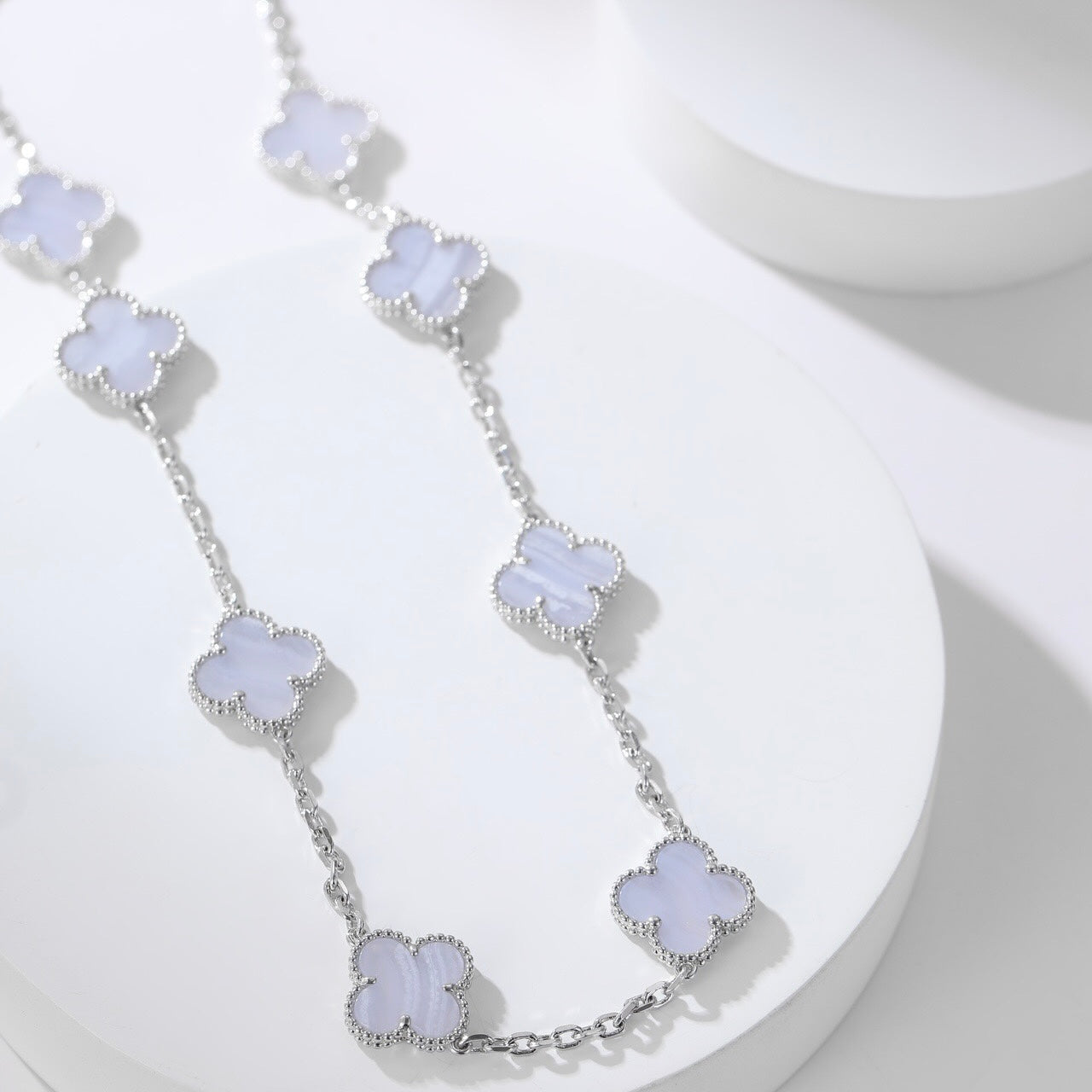 [Rosla Jewelry]CLOVER 10 MOTIFS PURPLE CHALCEDONY NECKLACE