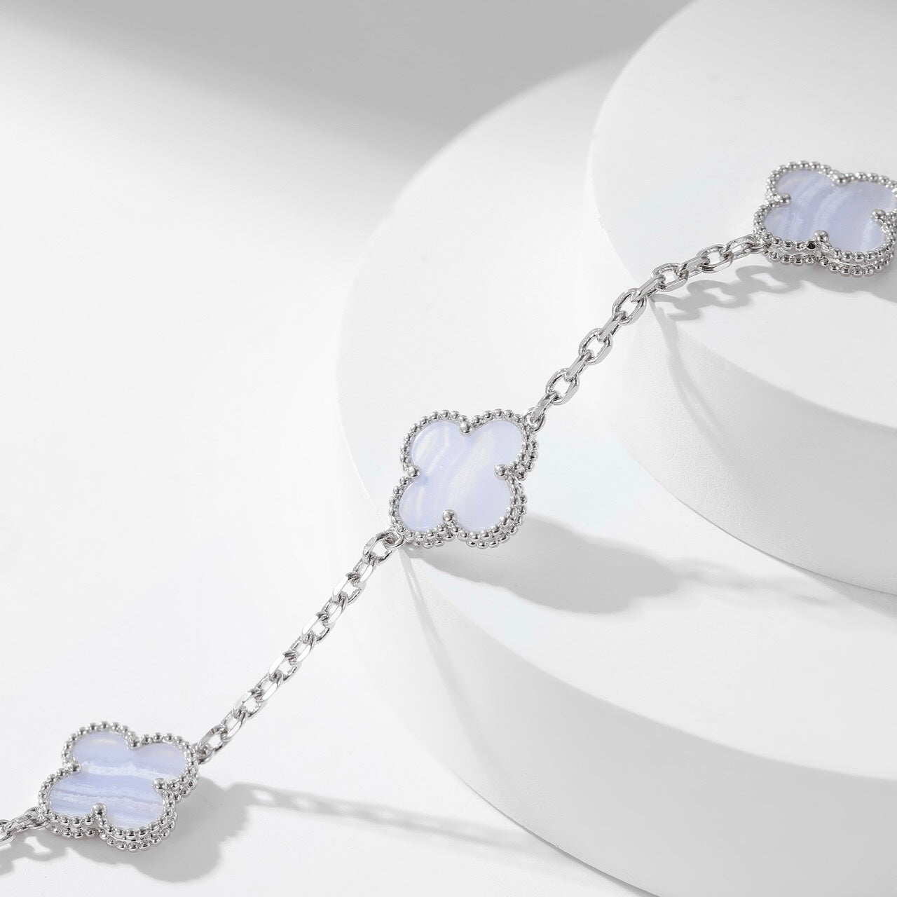 [Rosla Jewelry]CLOVER 10 MOTIFS PURPLE CHALCEDONY NECKLACE