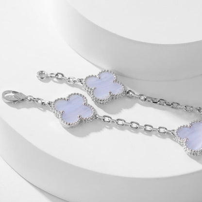 [Rosla Jewelry]CLOVER 10 MOTIFS PURPLE CHALCEDONY NECKLACE