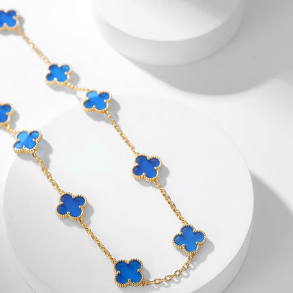 [Rosla Jewelry]CLOVER 10 MOTIFS BLUE AGATE NECKLACE