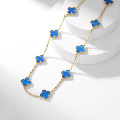 [Rosla Jewelry]CLOVER 10 MOTIFS BLUE AGATE NECKLACE