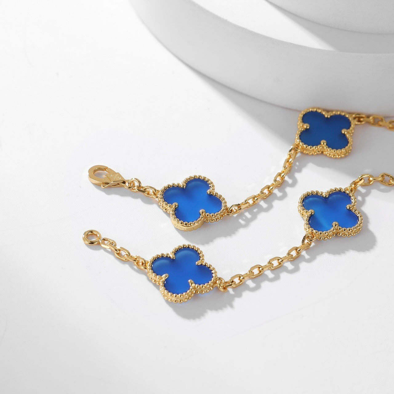 [Rosla Jewelry]CLOVER 10 MOTIFS BLUE AGATE NECKLACE