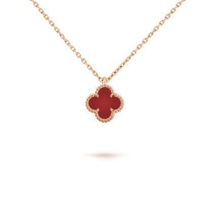 [Rosla Jewelry]CLOVER MINI 9.5MM WHITE CARNELIANS NECKLACE