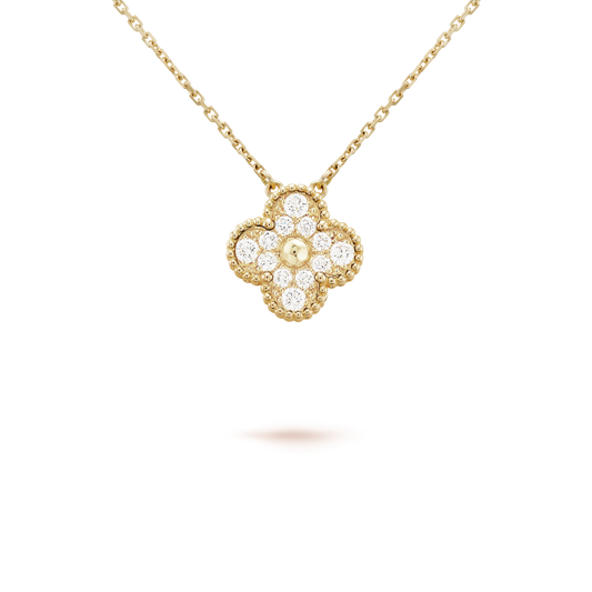 [Rosla Jewelry]CLOVER 15MM DIAMOND SINGLE FLOWER NECKLACE