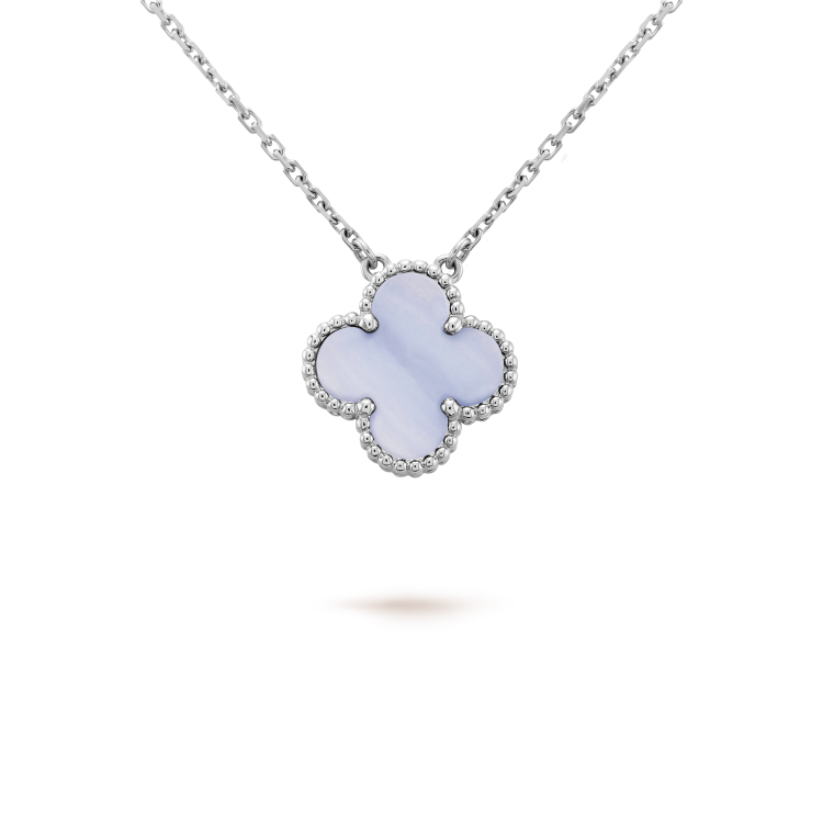 [Rosla Jewelry]CLOVER 15MM BLUE CHALCEDONY NECKLACE SILVER