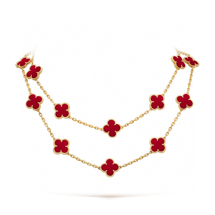 [Rosla Jewelry]CLOVER 20 MOTIFS CARNELIAN NECKLACE