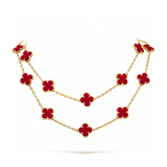 [Rosla Jewelry]CLOVER 20 MOTIFS CARNELIAN NECKLACE