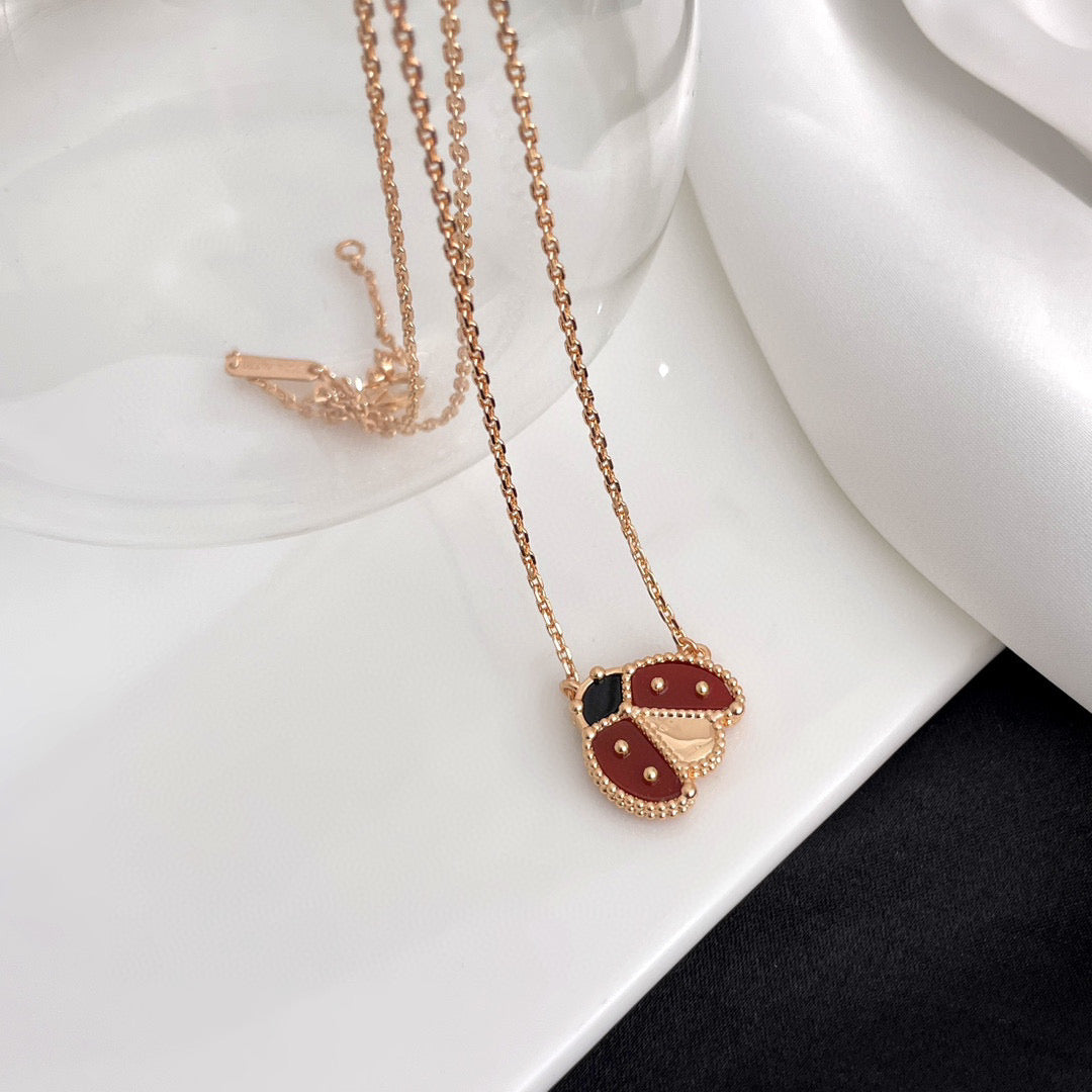 [Rosla Jewelry]LUCKY  CARNELIANS LADYBUG NECKLACE