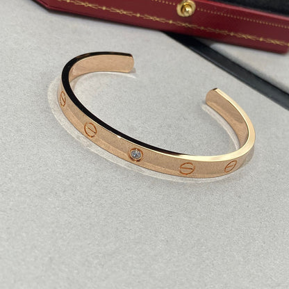 [Rosla Jewelry]LOVE BRACELET 6.1MM 1 DIAMOND OPEN CUFF