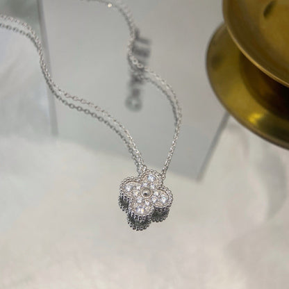 [Rosla Jewelry]CLOVER 15MM DIAMOND SINGLE FLOWER NECKLACE