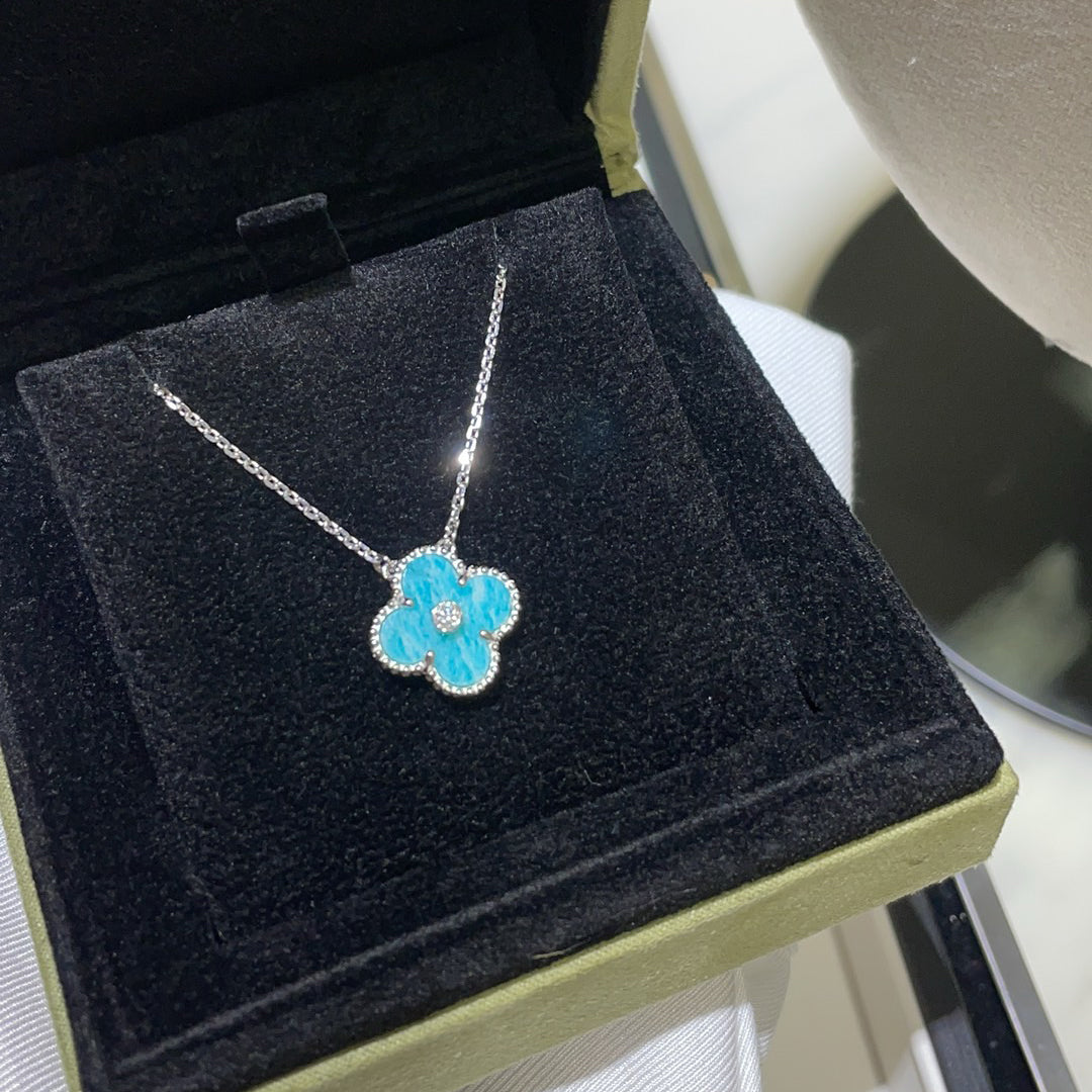 [Rosla Jewelry]CLOVER 15MM DIAMOND SVRES PORCELAIN  NECKLACE SILVER