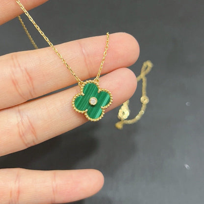 [Rosla Jewelry]CLOVER 15MM DIAMOND TURQUOISE NECKLACE