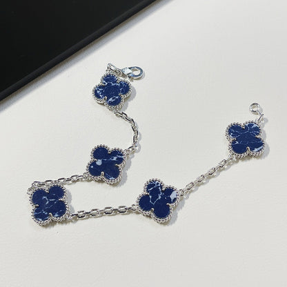 [Rosla Jewelry]CLOVER 5 MOTIF PIETERSITE SILVER BRACELET