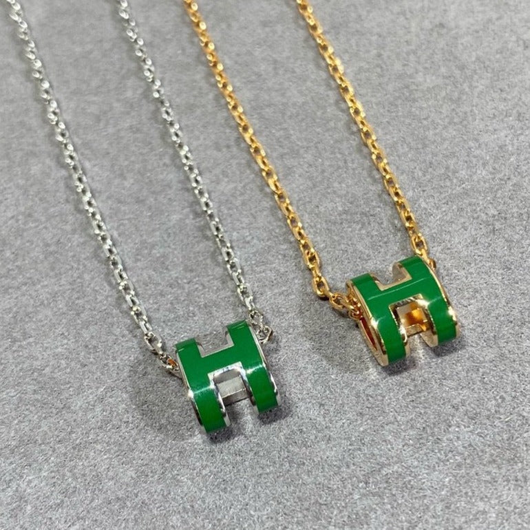 [Rosla Jewelry]POP H GREEN NECKLACE SILVER AND GOLD