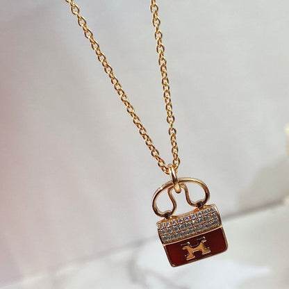 [Rosla Jewelry]CONSTANCE RED PEDANT PINK GOLD NECKLACE