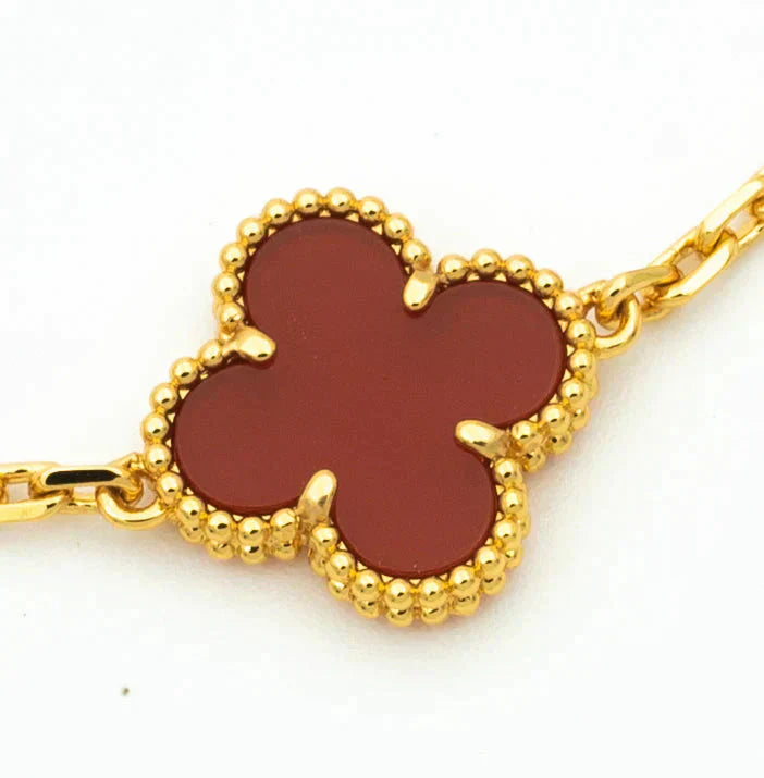 [Rosla Jewelry]CLOVER  5 MOTIFS CARNELIAN GOLD BRACELET