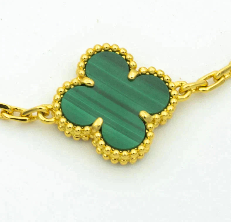 [Rosla Jewelry]CLOVER  5 MOTIF MALACHITE DIAMOND BRACELET