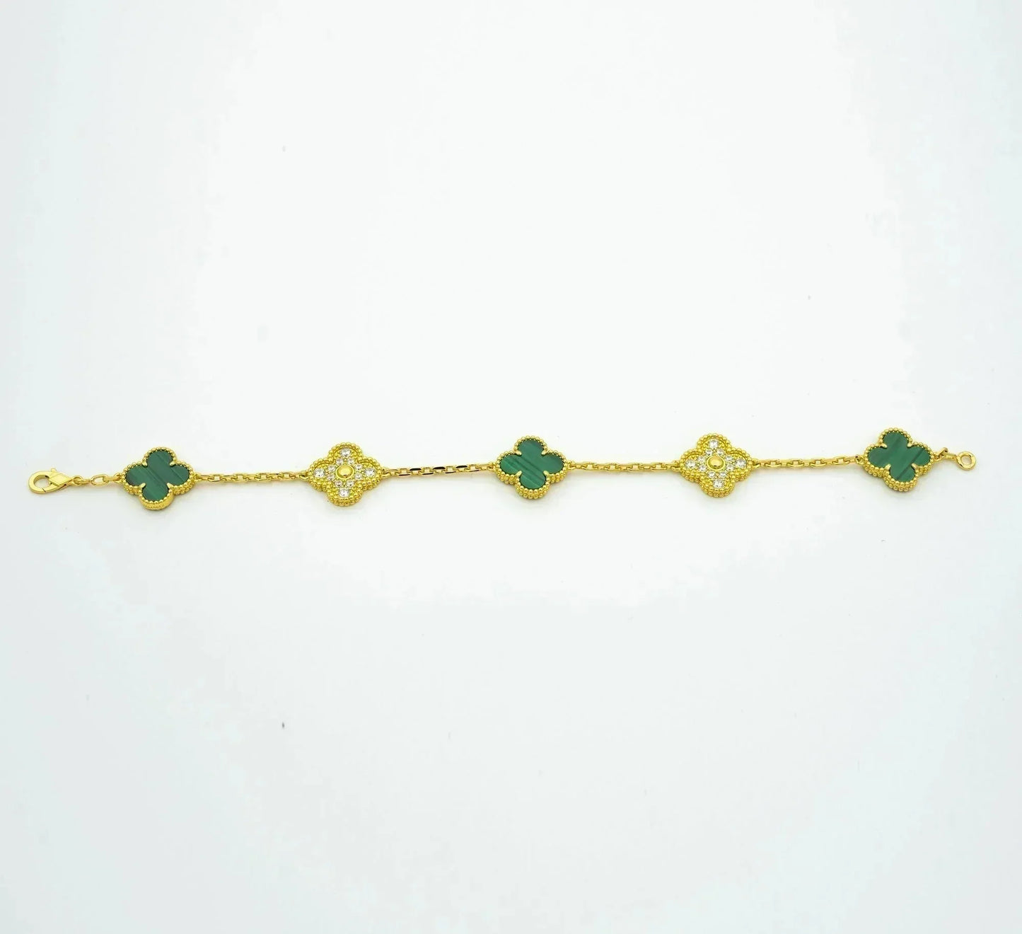 [Rosla Jewelry]CLOVER  5 MOTIF MALACHITE DIAMOND BRACELET