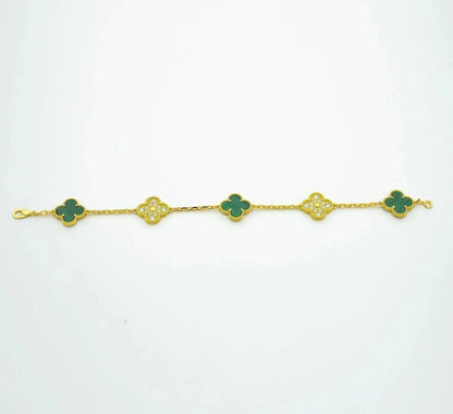 [Rosla Jewelry]CLOVER  5 MOTIF MALACHITE DIAMOND BRACELET