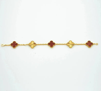 [Rosla Jewelry]CLOVER  5 MOTIFS CARNELIAN GOLD BRACELET