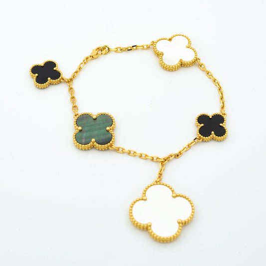 [Rosla Jewelry]CLOVER BRACELET 5 MOTIFS ONYX MOP