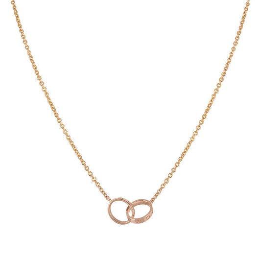 [Rosla Jewelry]LOVE NECKLACE DOUBLE RING PINK GOLD