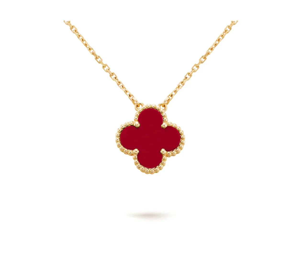 [Rosla Jewelry]CLOVER 15MM CARNELIAN SINGLE FLOWER NECKLACE