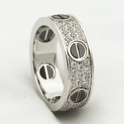 [Rosla Jewelry]LOVE RING 5.5MM DIAMONDS PAVED CERAMIC