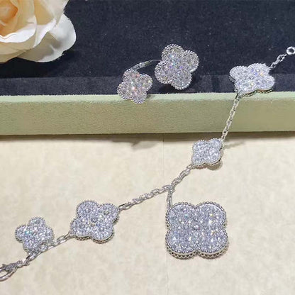 [Rosla Jewelry]CLOVER 6 MOTIFS SILVER DIAMOND BRACELET