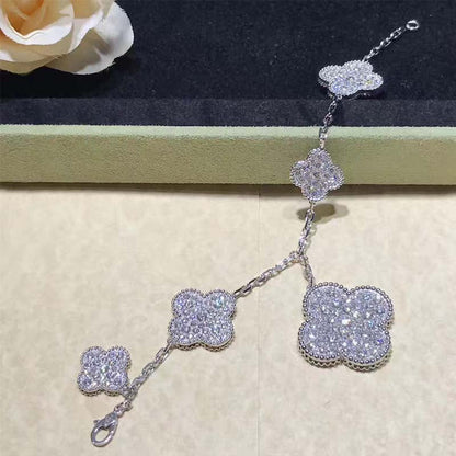 [Rosla Jewelry]CLOVER 6 MOTIFS SILVER DIAMOND BRACELET