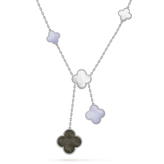 [Rosla Jewelry]CLOVER MOP CHALCEDONY NECKLACE SILVER 6 MOTIF