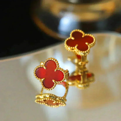 [Rosla Jewelry]CLOVER MEDIUM 1 MOTIFS CARNELIAN  EARRINGS