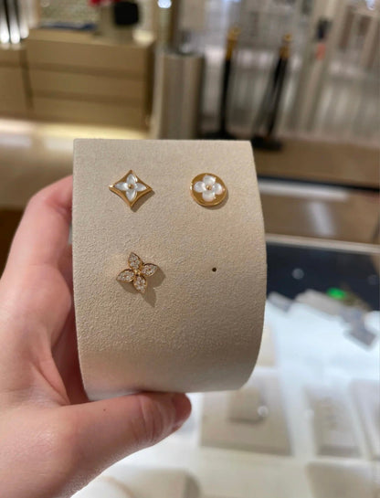 [Rosla Jewelry]STAR BLOSSOM STUD EARRINGS PINK GOLD DIAMONDS