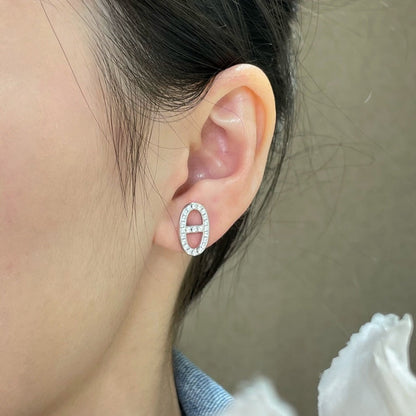 [Rosla Jewelry]HM FULL DIAMOND PIG NOSE STUD EARRINGS