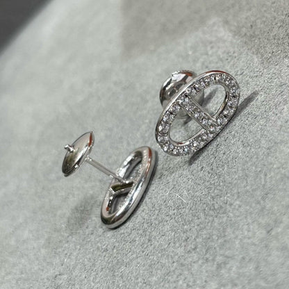 [Rosla Jewelry]HM FULL DIAMOND PIG NOSE STUD EARRINGS