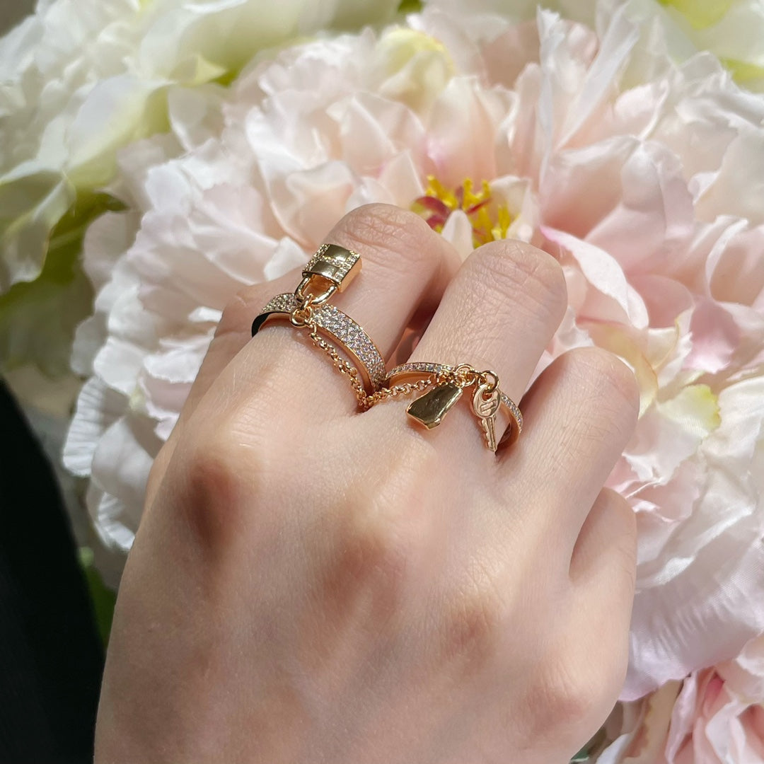 [Rosla Jewelry]HM KELLY CLOCHETTE DOUBLE RING IN ROSE GOLD WITH DIAMONDS