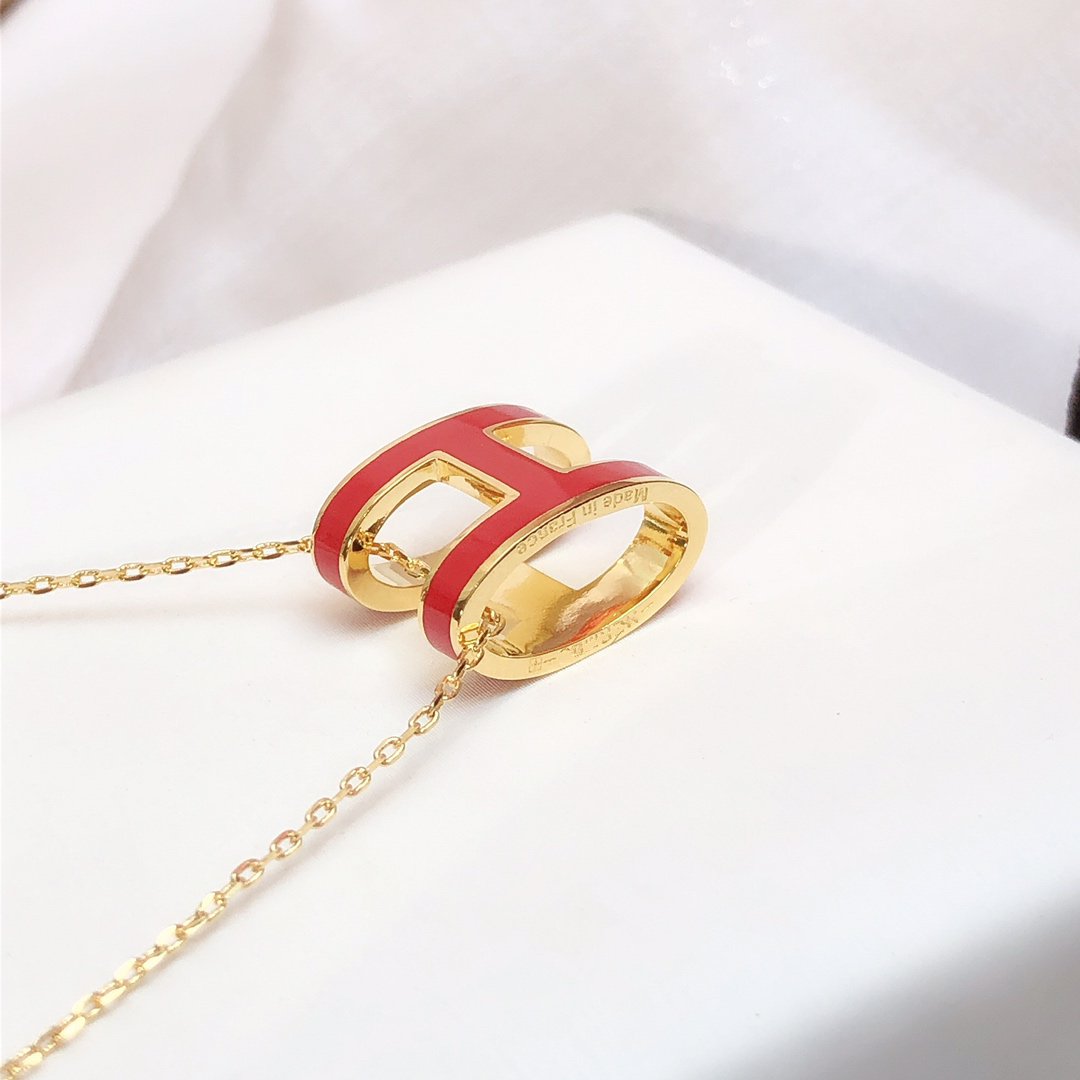 [Rosla Jewelry]HM CLIC RED ENAMEL GOLD NECKLACE