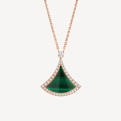 [Rosla Jewelry]DREAM MALACHITE DIAMOND PAVED PINK GOLD NECKLACE