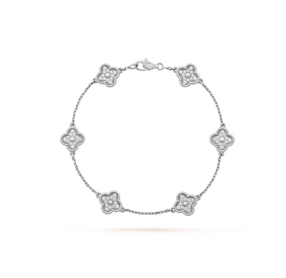 [Rosla Jewelry]CLOVER 6 MOTIF SILVER DIAMOND BRACELET