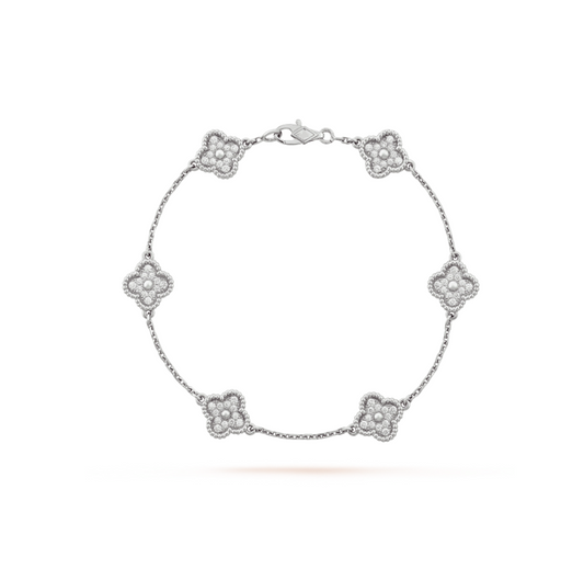 [Rosla Jewelry]CLOVER 6 MOTIF SILVER DIAMOND BRACELET