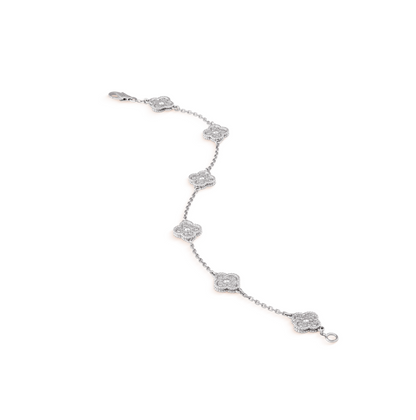 [Rosla Jewelry]CLOVER 6 MOTIF SILVER DIAMOND BRACELET