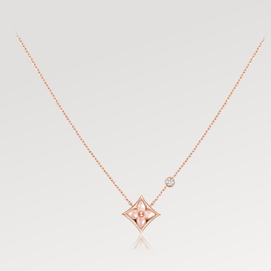 [Rosla Jewelry]STAR PINK MOP 1 DIAMOND PINK GOLD NECKLACE