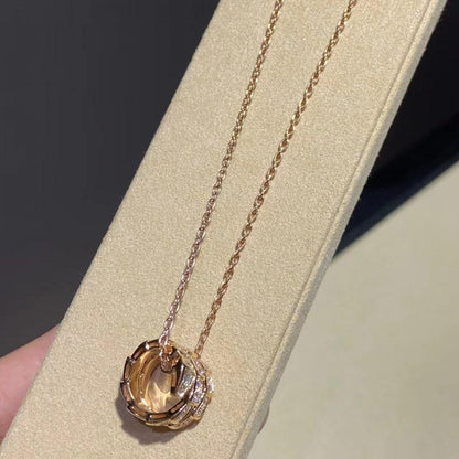 [Rosla Jewelry]SERPENTI PINK GOLD NECKLACE DOUBLE RING DIAMOND