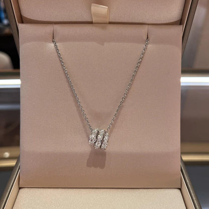 [Rosla Jewelry]SERPENTI SILVER NECKLACE DOUBLE RING DIAMOND