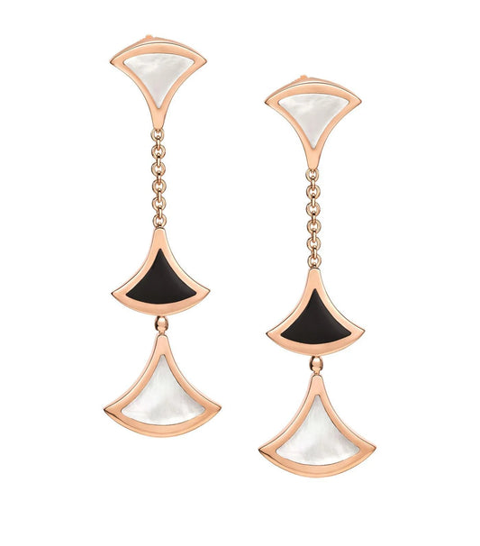 [Rosla Jewelry]DREAM EARRINGS 3 MOTIFS ONYX MOP PINK GOLD