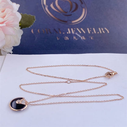 [Rosla Jewelry]AMULETTE ROSE GOLD ONYX NECKLACE