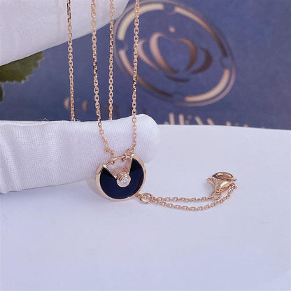 [Rosla Jewelry]AMULETTE ROSE GOLD ONYX NECKLACE