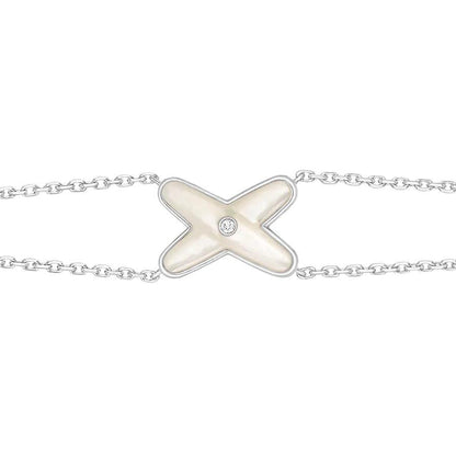 [Rosla Jewelry]JEUX BRACELET WHITE MOP SILVER 1 DIAMOND