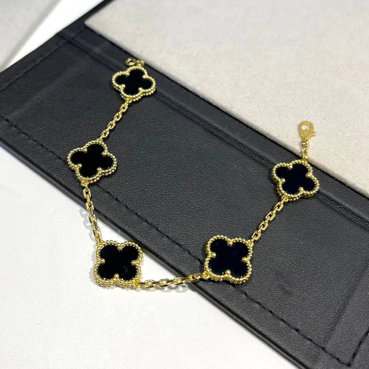 [Rosla Jewelry]CLOVER  5 MOTIFS BLACK ONYX BRACELET